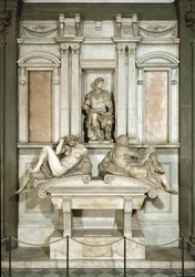 Allegorie von Tag und Nacht, Mausoleum von Giuliano de Medici. Marmorskulptur
