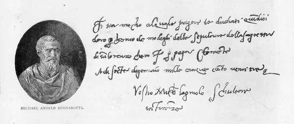 Handschrift und Unterschrift von Michelangelo Buonarroti