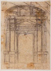 Studie für Porta Pia und die Kuppel von St. Peter