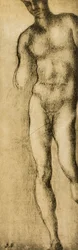 Studie einer männlichen Figur, Zeichnung von Michelangelo. Casa Buonarroti, Florenz