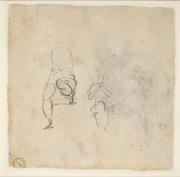 Zwei sehr leichte Skizzen von sitzenden Figuren, ca. 1490-1560