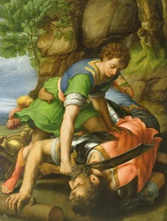 David enthauptet Goliath (Tafel)