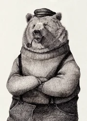 Bär in Vintage-Kleidung