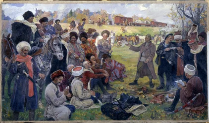 Die bolschewistischen Agitatoren in General Kornilows wilder Division bei Gatchina im August 1917