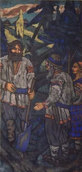 Die Hochzeit des Großfürsten Wladimir I. Swjatoslawitsch Triptychon, Seitenflügel, 1920er Jahre