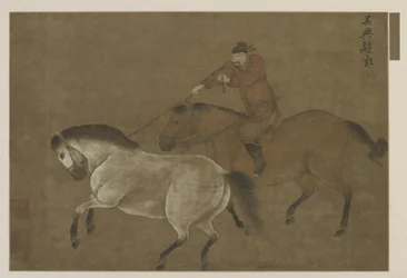 Ein Reiter, der ein Pferd einfängt
