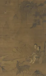 Weibliche Unsterbliche sammeln Kräuter