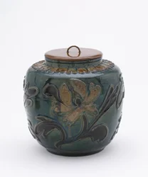Polychrome Krug mit Lackdeckel