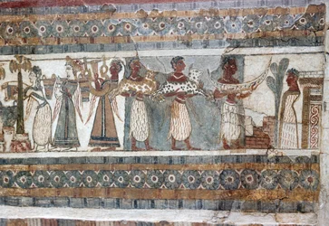 Detail eines Freskos auf einem Sarkophag aus Agia Triada