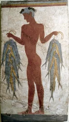Minoische Kunst: Fischer. Fresko aus Akrotiri auf Santorini. 16. Jahrhundert v. Chr. Athen, Nationalmuseum