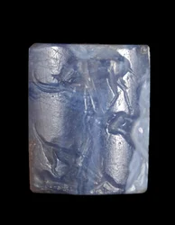 Zylindersiegel, Mittelminoische III Periode - Spätminoische I Periode ca. 1800 - ca. 1450 v. Chr. (blauer Chalcedon)