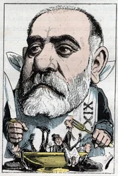 Karikatur des Theaterkritikers Francisque Sarcey (1827-1899)