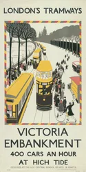 Victoria Embankment, London County Council LCC Straßenbahnplakat, 1926