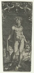 David mit dem Kopf von Goliath