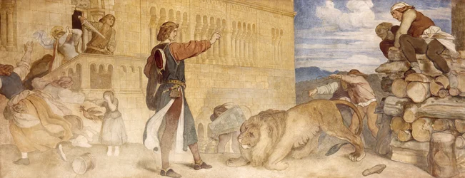 Er behandelte die Löwen, als ob er scherzte, ca. 1854-55