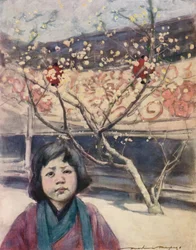Ein japanisches Mädchen in Pflaumenfarbe, um 1887, 1901