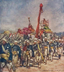 Eine typische Gruppe in der Prozession der Gefolgsleute, 1903