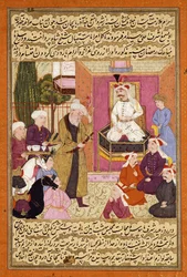 Shah Abbas auf dem Weg zwischen Sherwan und Aserbaidschan, empfängt Sher Shah, um 1688