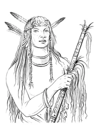 Porträt von Mausfarbene Feder, amerikanischer Ureinwohner