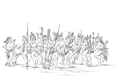 Der Sioux-Stamm führt einen Betteltanz auf, 1841