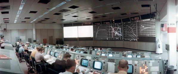 Der Missionskontrollraum im Missionskontrollzentrum, Houston, Texas, USA, 1971