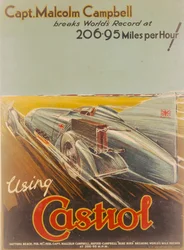 Plakatwerbung für Castrol, mit Bluebird, 1928