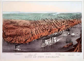 Ansicht von New Orleans. Farbiger Druck