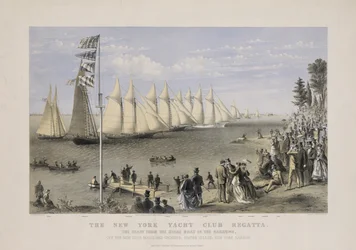 Die Regatta des New Yorker Yachtclubs, ca. 1869 (Farblithographie)