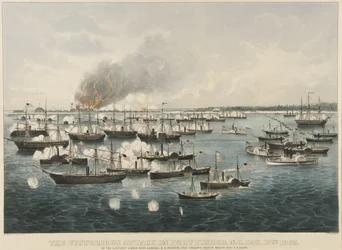 Der siegreiche Angriff auf Fort Fisher, 1865 (Farblithographie)