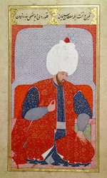 MS Hazine 1563 fol.47b Suleyman I als junger Mann, aus Semailname, 1579