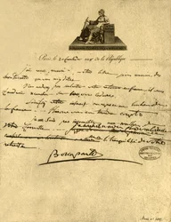 Brief vom Ersten Konsul Napoleon Bonaparte an den Grafen der Provence, 6. September 1800, 1921