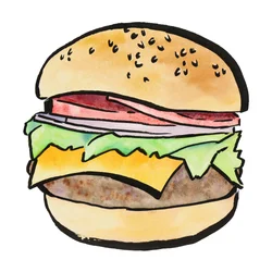 Aquarellierter Cheeseburger