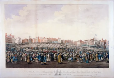 Smithfield Market, West Smithfield, City of London, ca. 1825