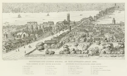 Southwark und London Bridge, wie sie um 1546 aussahen