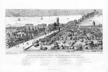 Southwark und London Bridge, wie sie um 1546 erschienen, um 1860