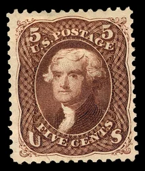 5c Thomas Jefferson Nachdruck Einzelstück, 1875