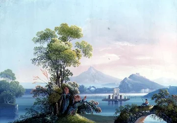 Neapel: Blick auf den Vesuv (Gouache)