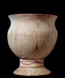 Jungsteinzeit: Keramikvase. Aus Thailand. 4630 v. Chr. 0,23 x 0,2 m. Paris, Musée Guimet, Nationalmuseum für asiatische Kunst