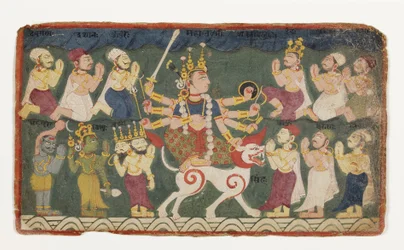 Mahalakshmi reitet auf ihrem Löwen, aus dem Devimahatmya, ca. 1750