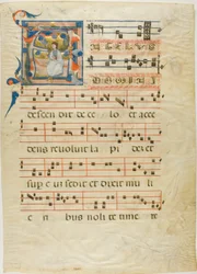 Engel in einem historisierten Initial "A" aus einem Antiphonar