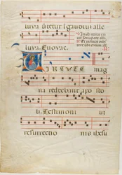 Märtyrerheiliger in einem historisierten Initial "V" aus einem Antiphonar