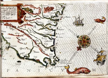 Kap Finisterre nach dem Portulan von Luca J. Waghenaer, Tresoor de Zeevaert, Leiden 1592
