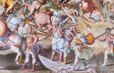 Detail des Freskos in der Halle der Schlachten der Schlacht von La Higueruela 1431