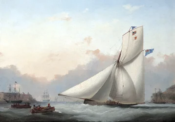 Eine Kutteryacht im Plymouth Sound