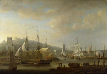 Ansicht des Hafens von Bristol mit der Kathedrale