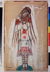 Kostüm für weibliche Figur im Ballett Das Frühlingsopfer von Igor Strawinsky