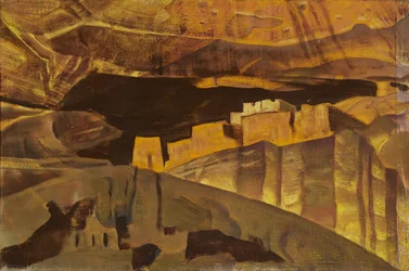 Weiße Hausruinen im Canyon De Chelly, 1921