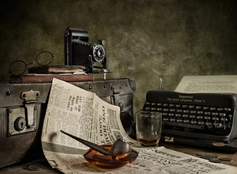 Vintage-Schreibtisch eines Schriftstellers