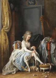 Frau bei ihrer Toilette