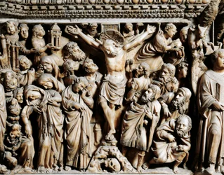 Die Kreuzigung, Detail der Kanzel, Sienaer Dom, Toskana, 1265-1269
